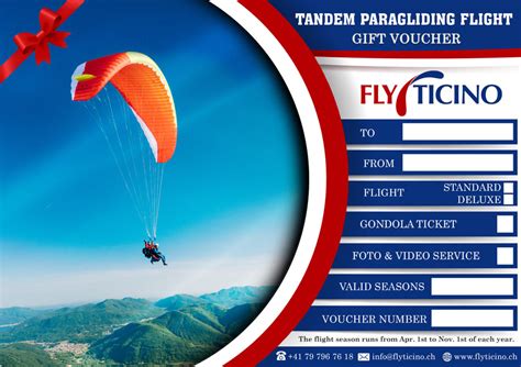 Paragilding gift voucher for a tandem flight - FlyTicino