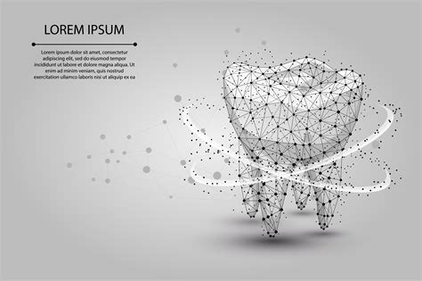 Abstract Polygonal Tooth Low Poly Wireframe Vector Illustration