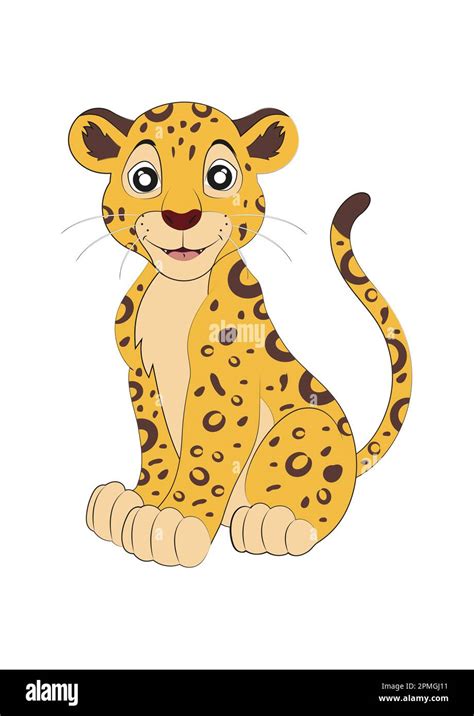 Vector De Personaje De Dibujos Animados De Leopardo Sobre Fondo Blanco