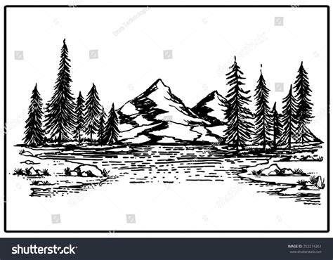 6,109 Mountain scene black and white Stock Illustrations, Images ...