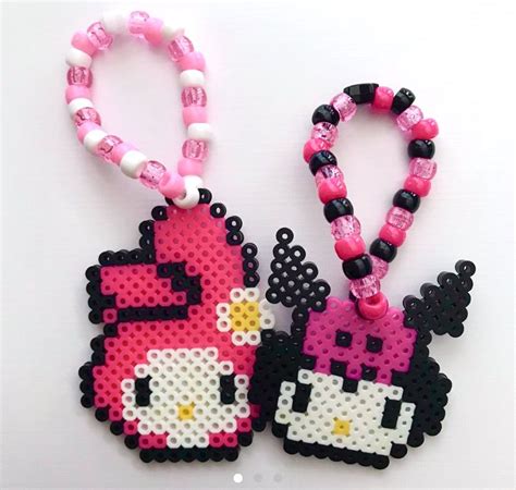 My Melody And Kuromi Kandi Perler Beads Designs Easy Perler Beads Ideas Diy Perler Bead Crafts