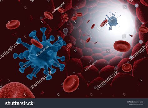 혈류 바이러스와 박테리아미생물학과 바이러스학 개념3D 렌더링 스톡 일러스트 1654834273 Shutterstock