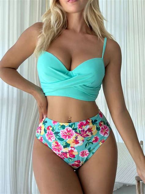 Shein Swim Vcay Floral Print Push Up Bikini Swimsuit Shein Uk