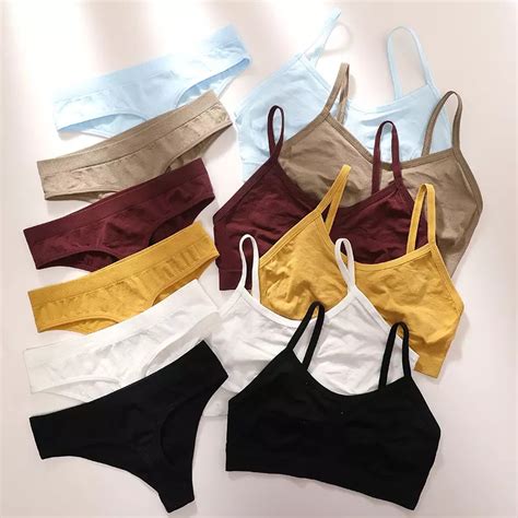 FREE SHIPPING Basic U Back Tube Top Seamless Camisole Bralette Top G String Thong Lingerie Set