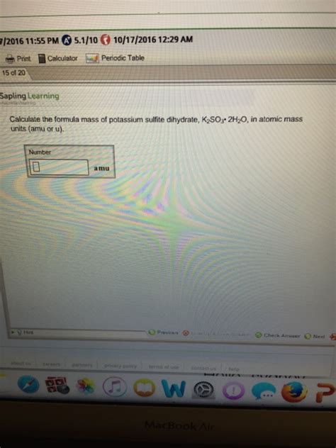 Solved Calculate the formula mass of potassium sulfite | Chegg.com