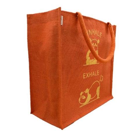 Juteka Printed Orange Color Eco Friendly Jute Bag With Zipper Closure