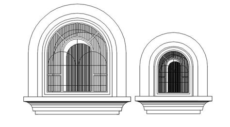 Autocad 2d Drawing Of Arch Window Dwg File Cad File Cadbull