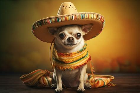 Playful Cute Dog Sombrero Generate Ai