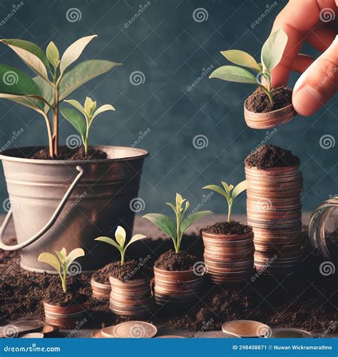 Investment Concept,Investment in Agriculture Plant Growing from Coins