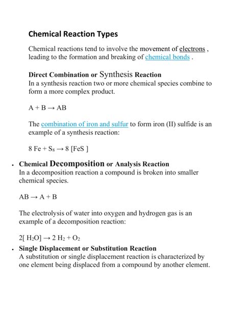 Chemical Reaction Types