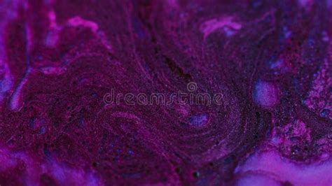 Glitter Ink Flow Bubble Fluid Texture Purple Paint Stock Footage