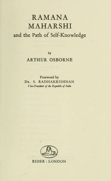 Ramana Maharshi And The Path Of Self Knowledge Osborne Arthur 1906 Free Download Borrow