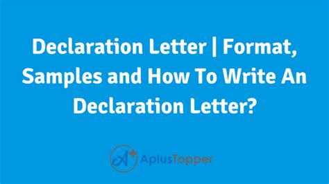 Declaration Letter How To Write Declaration Letter Samples Format