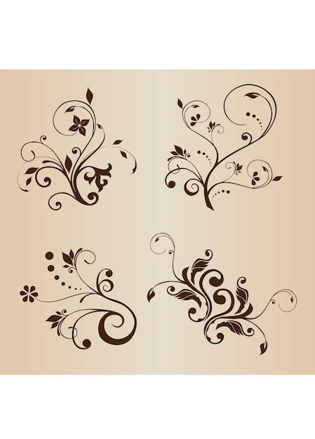 Premium Vector | A set of floral designs on a beige background