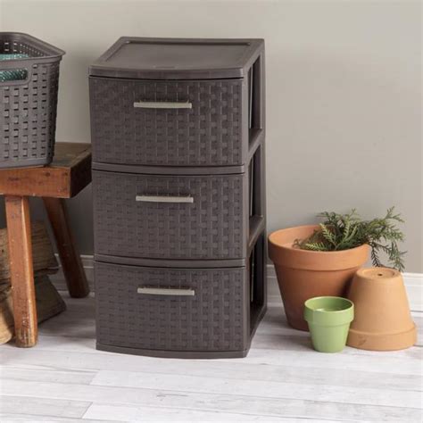 Sterilite 2630 3 Drawer Weave Tower Espresso 26306P02