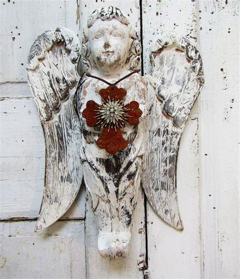 Hand Carved French Santos Angel Solid Wood Painted Distressed Etsy