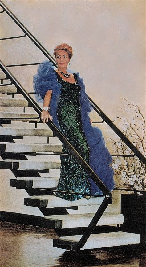 Rare Photo Of Joan Crawford As She Descends The Staircase In Her All