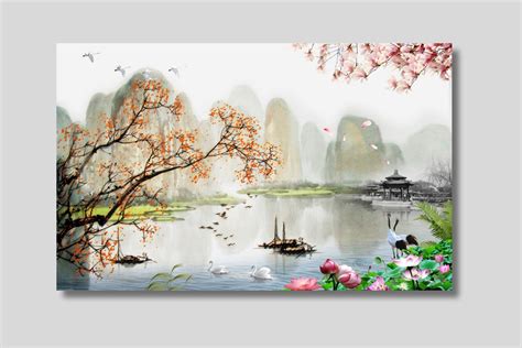 Japanese Painting of Pine Trees Canvas Wall Art, Japanese Landscape ...