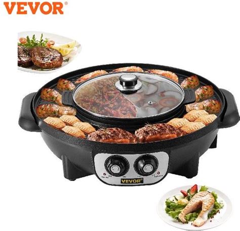 De Home Store Elektrische Hot Pot En BBQ In W Non Stick Dubbele Bol