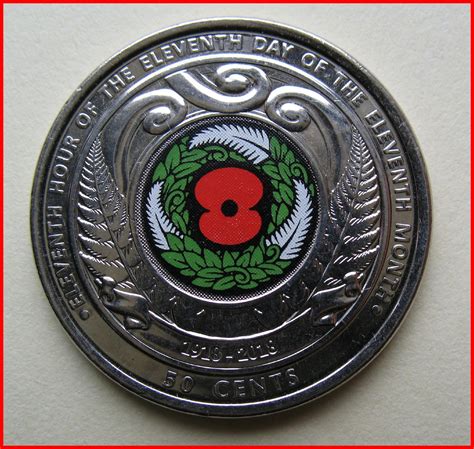 New Zealand 50 Cent Anzac Coin Colored 2018 Etsy