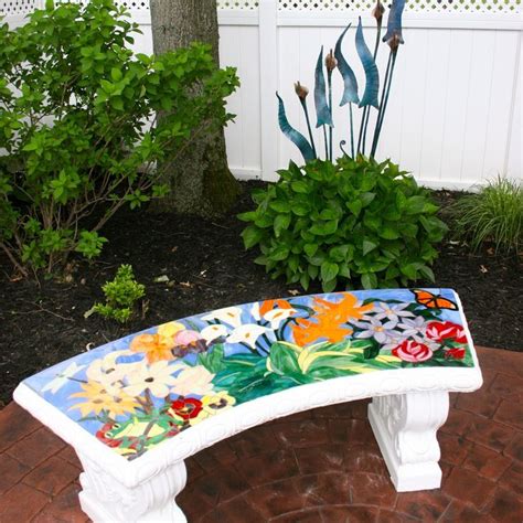 Stained Glass Mosaic Cement Garden Bench Of My Design Cheryl Grissett