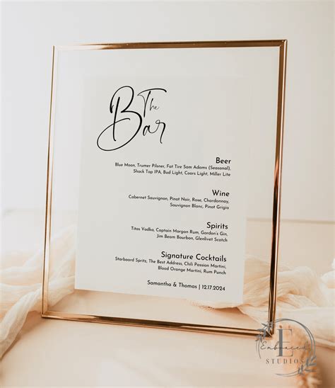 Bar Menu Template, Wedding Menu Template, Wedding Bar Menu, Bar Sign ...