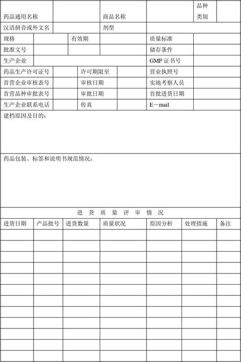 药品质量档案表2 20word文档在线阅读与下载无忧文档