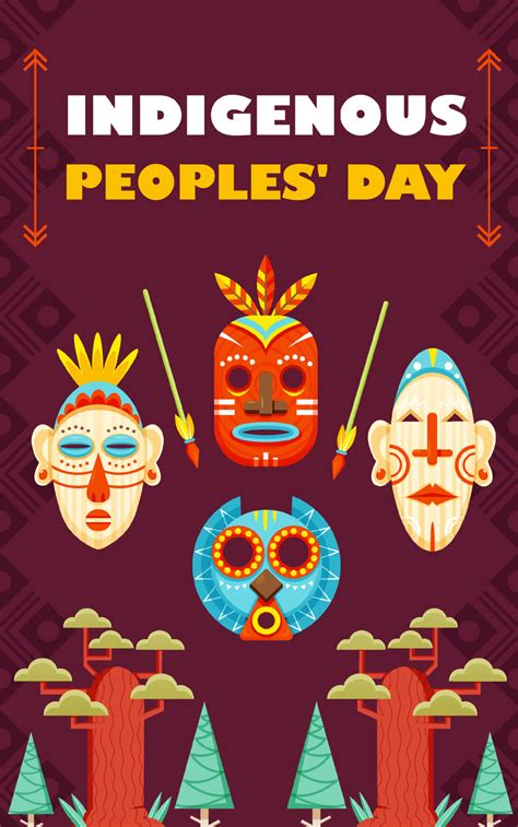 Indigenous Peoples Day, Masks of Indigenous People 12485200 Vector Art ...