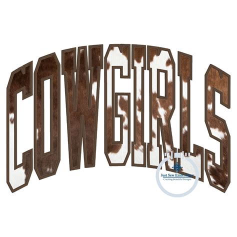 Cowgirls Arched Satin Applique Embroidery Design Three Sizes 6x10 7x1