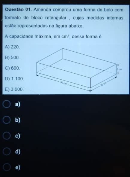 Solved Questão 01 Amanda comprou uma forma de bolo formato de