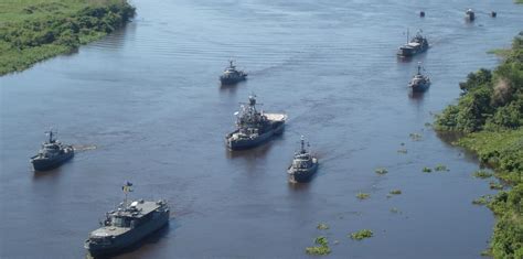 Brazil's river navy and Bolivian Navy during BRASBOL Operation at Paragauay river in 2013 ...