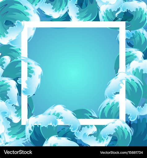 Sea Blue Water Wave Frame Ocean Border Background Vector Image