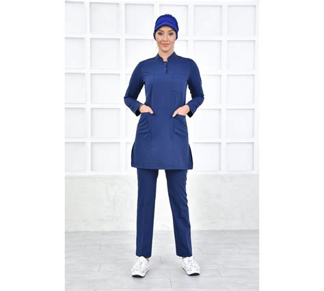 Comfortable Scrub Uniform Indigo Blue Nurse Doctor Pharmacist Scrub