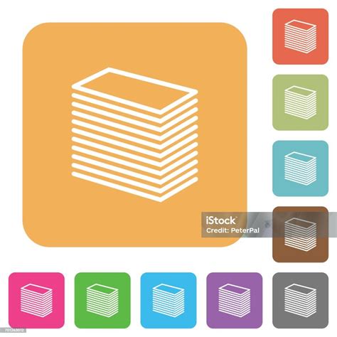 Paper Stack Rounded Square Flat Icons Stock Illustration Download