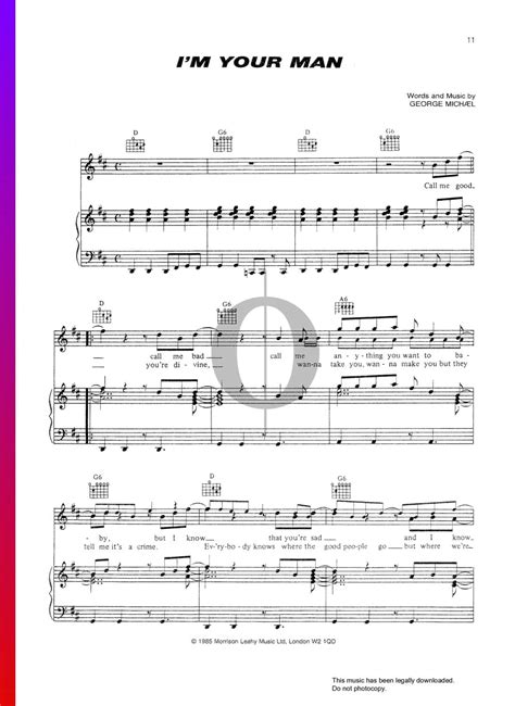 Im Your Man Wham Piano Sheet Music Oktav