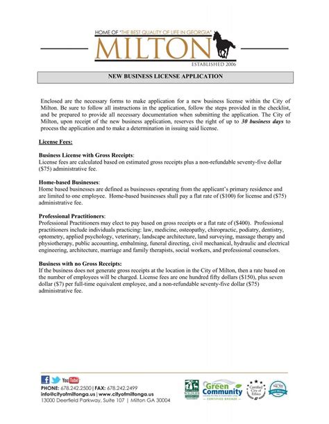 NEW BUSINESS LICENSE - City of Milton
