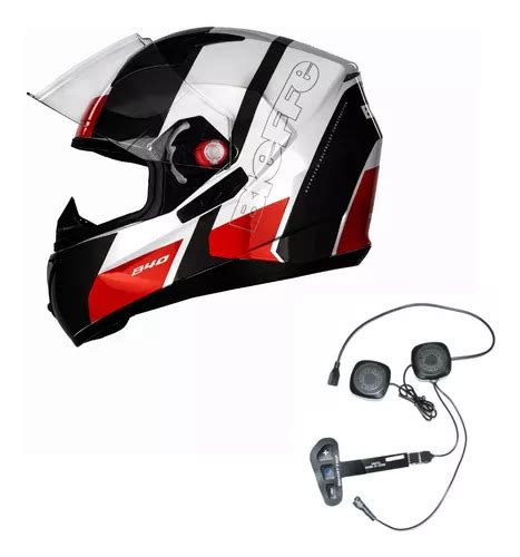 Capacete Bieffe B Solid Branco Vermelho Preto Smart Trip