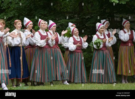 Latvia Latvian Folklore Traditional Costumes Dance Dancing Sing Singing