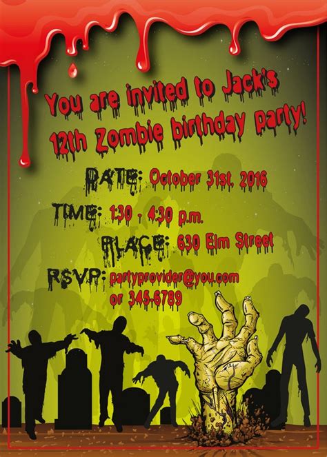 Free Zombie Party Invitations Printable Download Free Zombie Party