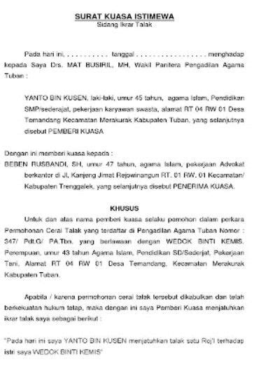 7 Contoh Surat Kuasa Beserta Jenis Dan Cara Membuatnya Lengkap