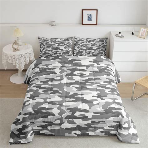 Retro Camouflage Comforter Set for Kids Teens, Camo Bedding Set Twin ...