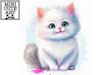 White Cat Watercolor Clip Art Cute Fluffy Kitten 2484127