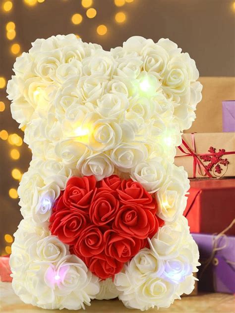 Eternal Rose Bear Valentine S Day Gift Pe Foam Flower Bear Creative