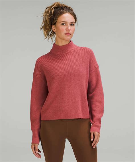 Lululemon Merino Wool Blend Ribbed Turtleneck Sweater Brier Rose