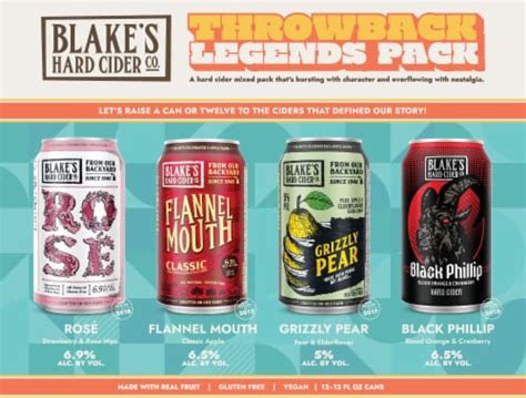 Blakes Throwback Legends Hard Cider Variety Pack 12 Cans 12 Fl Oz