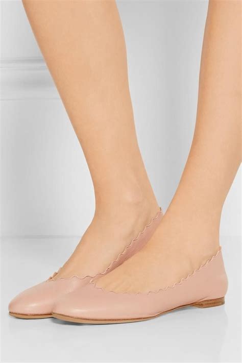 Chloe Pink Tea Nude Leather Ballet Flats Size EU