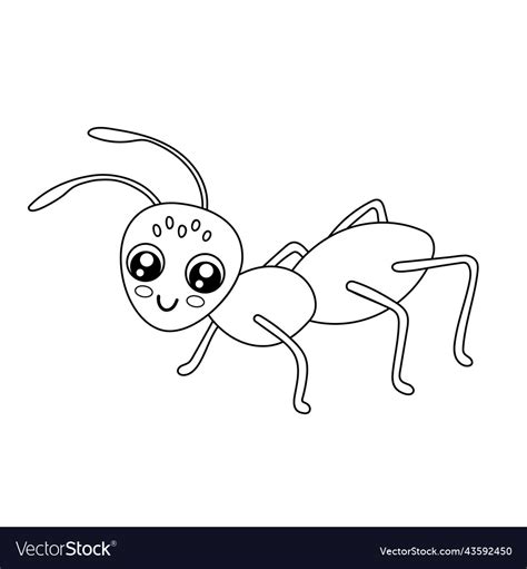 Cute outline ant isolated on white background Vector Image