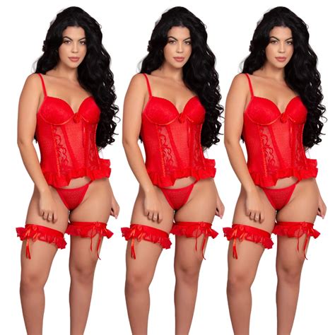 Kit Espartilhos Corpete Ntima Fantasia Lingerie Cinta Em Renda