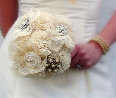 Hand Crafted Brooch Bridal Bouquet Jewelry Bouquet Fabric Flower