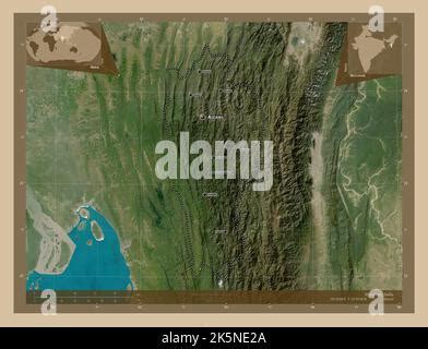 Mizoram State Of India Low Resolution Satellite Map Corner Auxiliary